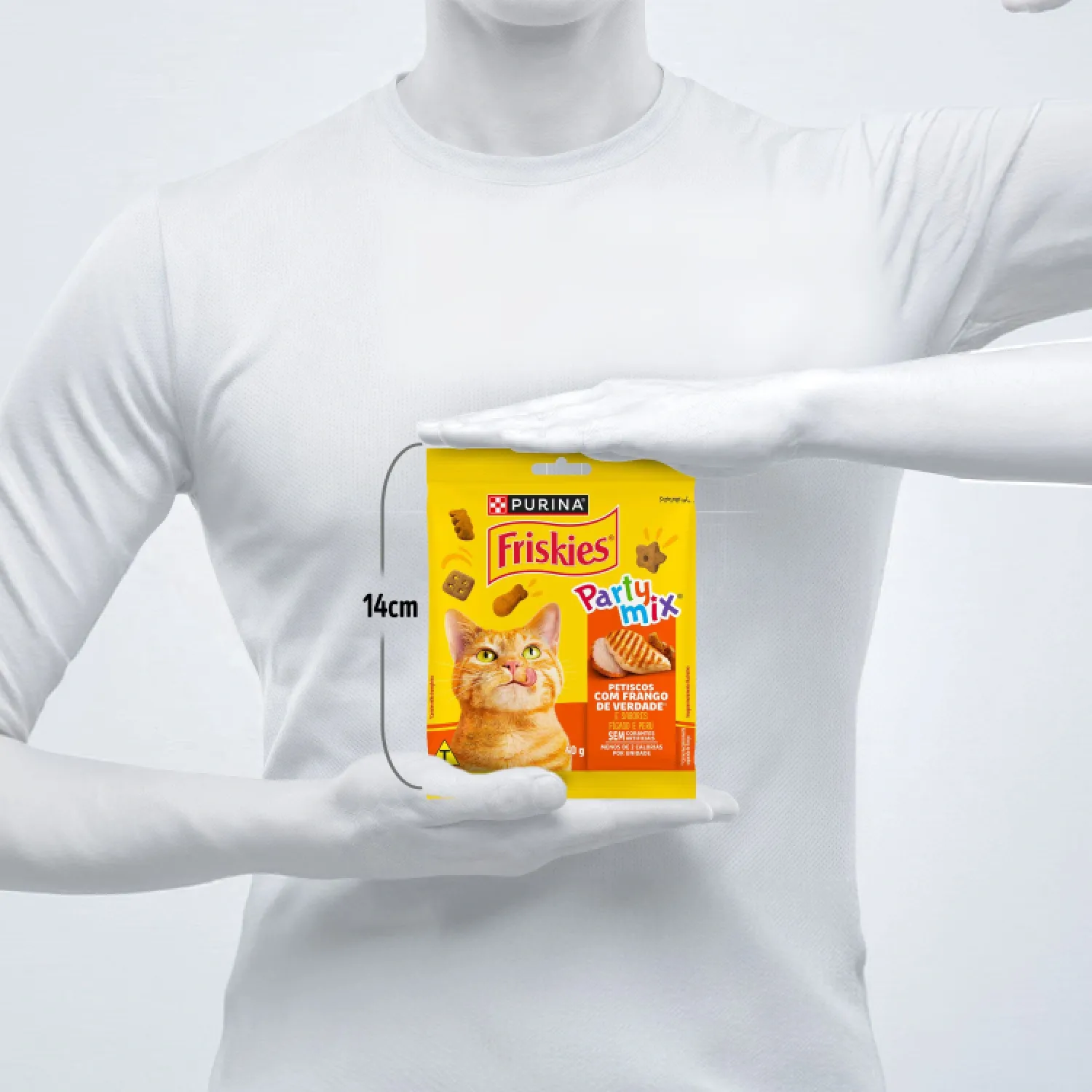 Petisco Friskies Party Mix Frango comprimento da embalagem-10